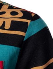 Nikcorp Havajska srajca moška rumeno-modra bombaž in lan S, lahka poletna srajca s kratkimi rokavi in etno potiskom, regular fit