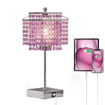 Nikcorp Kristalna namizna svetilka na dotik, 3 stopnje svetlosti, 2x USB vhod, zatemnilna LED žarnica priložena