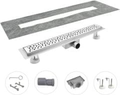 Nikcorp Linearni tuš odtok Bubble 120x11 cm, nerjaveče jeklo, s sifonom proti vonjavam in filtrom, ploski, za tuš kabino
