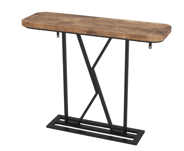 Nikcorp Konzolna mizica 100cm ozka, lesena plošča in kovinski okvir, industrijski slog, za predsobo ali dnevno sobo