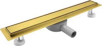 Nikcorp Linearni odtok 120 cm za vgradnjo ploščice zlat, nizek 360° sifon, nerjaveče jeklo
