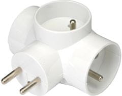 PremiumCord stikalna plošča 230V 10A, 3x okrogla vtičnica, bela