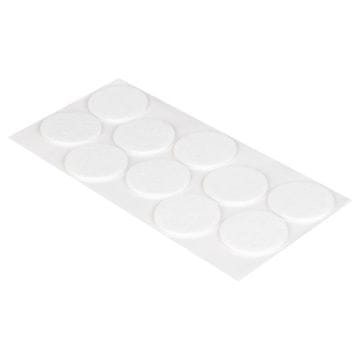 Walteco Blazinice iz filca Ø 45 mm, samolepilne, bele, 10 kosov