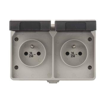 Emos Dvojna stenska vtičnica, 250 V / 16 A, IP44