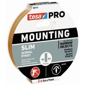 Tesa Obojestransko lepilni montažni trak 66714, ozek, 2 x 5 m x 9 mm