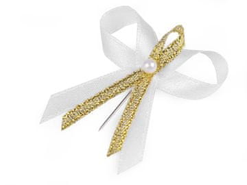 Poročni pentlje / pentlje širine 35 mm iz satena - belo zlato (100 kosov)