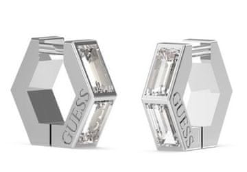 Guess Elegantni jekleni uhani s prozornim kubičnim cirkonom Huggie Me JUBE03133JWRHT/U