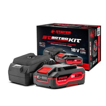 Polnilec z baterijo 2Ah, STARTERKIT, STAYER