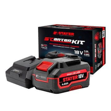 Polnilec z baterijo 4Ah, STARTERKIT, STAYER