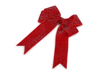 Božična žametna pentlja dvojna 13x18 cm - rdeči lurex (6 kosov)