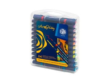 Astra Art&amp;Hobby obojestranski akrilni markerji v kovčku, 24 barv, 207025001