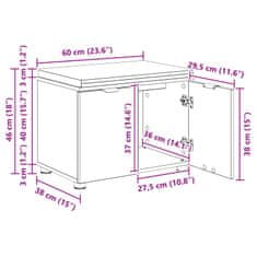 Vidaxl Haldna klop z blazino s shranjevanjem Bela 60 x 38 x 46 cm