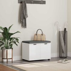 Vidaxl Haldna klop z blazino s shranjevanjem Bela 60 x 38 x 46 cm