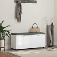 Vidaxl Haldna klop z blazino s shranjevanjem Bela 100 x 38 x 46 cm