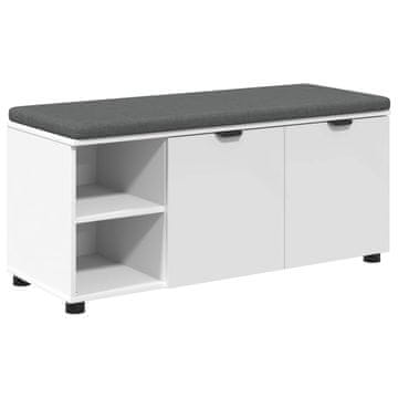 Vidaxl Haldna klop Bela 100 x 38 x 46 cm Oblikovan Les in Tkanina