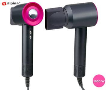 Alpina ionski sušilnik za lase, 3 nastavitve toplote, 2 hitrosti, 1600 W, siv