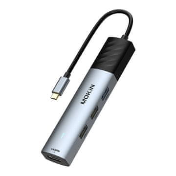 Mokin HUB 5 v 1 MOKiN USB-C PD 3.0 100 W (srebrna)
