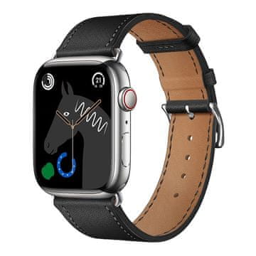 FORCELL Forcell F-Design FA20 Apple Watch trak, luknje, eko usnje, 38/40/41 mm, črn
