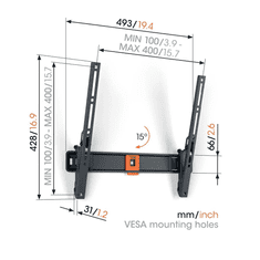 Vogels TVM1413, zidni nosilec za zaslone od 32"-65", nagib do 15°, do 25 kg