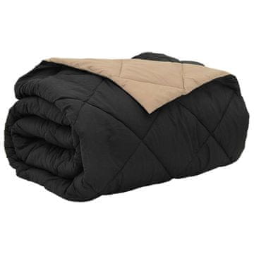 Vidaxl Poletna odeja Črna in taupe 240 x 260 cm Mikrovlakna