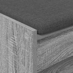 Vidaxl Haldna klop z blazino s polico Siva Sonoma 103 x 38 x 45 cm