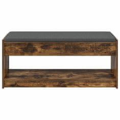 Vidaxl Haldna klop z blazino s polico Dimljeni oreh 103 x 38 x 45 cm