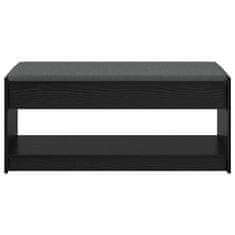 Vidaxl Haldna klop z blazino s polico Črna Orehovina 103 x 38 x 45 cm