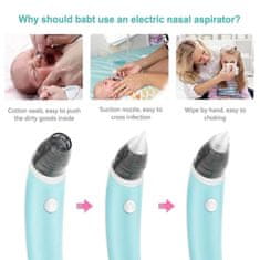 Netscroll Nosni aspirator za dojenčke z USB polnjenjem in 5 stopnjami sesanja, Aspirator