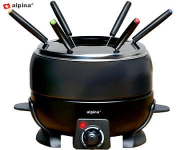 Alpina komplet za fondue, 2,3 L, 6 vilic, nerjaveče jeklo, 800 W, črn
