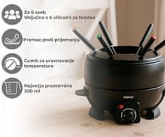 Alpina komplet za fondue, 2,3 L, 6 vilic, nerjaveče jeklo, 800 W, črn