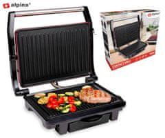 Alpina električni kontaktni žar, LED indikator, 30.5x26x10cm, 1000W, črno rdeč