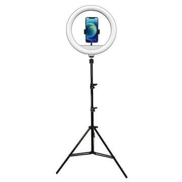 Powerton LIFE RING LIGHT, obročasta luč 13", nastavitev temperature in svetilnosti, držalo za telefon in stojalo