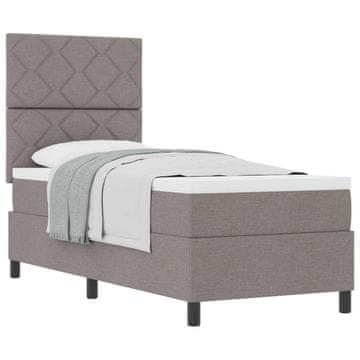 Vidaxl Postelja z vzmetnico z vzglavjem Taupe 80 x 200 cm blago
