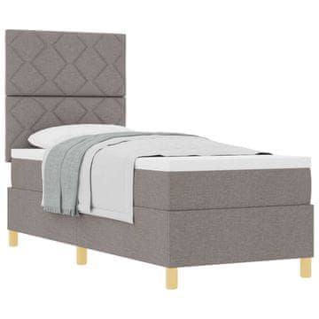 Vidaxl Postelja z vzmetnico z vzglavjem Taupe 80 x 200 cm blago