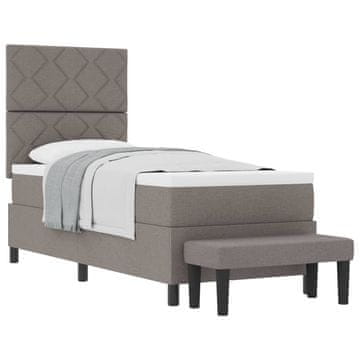 Vidaxl Postelja z vzmetnico z vzglavjem Taupe 80 x 200 cm blago