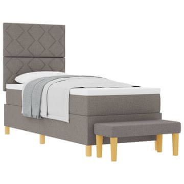 Vidaxl Postelja z vzmetnico z vzglavjem Taupe 200 x 80 cm blago