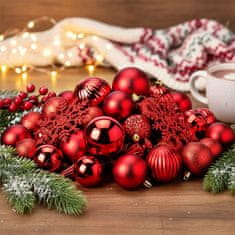 HOMESTYLING Božični okraski komplet 57 kosov rdeča KO-CAN304020