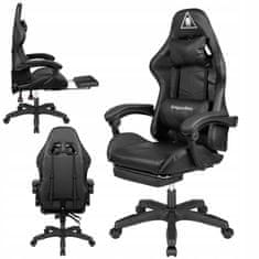 Krüger&Matz Nastavljiv oblazinjen igralni računalniški stol z oporo za noge GX-150 črn