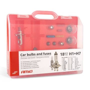 AMIO Komplet žarnic in varovalk, 18-delna posoda, H1+H7, AMIO-01498