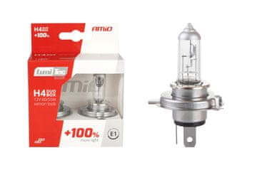AMIO 01402 Komplet halogenskih žarnic H4 12V 60/55W LumiTec Silver +100% Duo Box