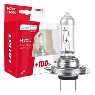 AMIO Halogenske žarnice h7 12v 55w lumitec srebrne +100% duo amio-01403
