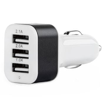 AMIO Avtopolnilec 3x USB bel PCH-03 AMIO-01027