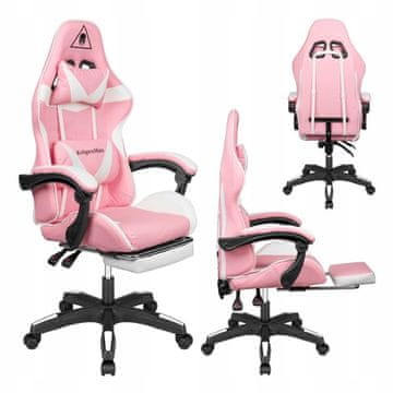 Krüger&Matz Nastavljiv oblazinjen igralni računalniški stol z oporo za noge GX-150 roza