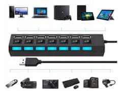 Verkgroup 7 vratni USB 2.0 razdelilnik s stikalom – priklopna postaja