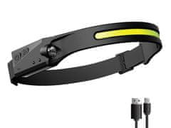 Bailong 2v1 aku. LED COB naglavna svetilka 350lm USB IPX4 senzor vklopa