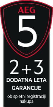 2+3 dodatna leta garancije ob spletni registraciji nakupa