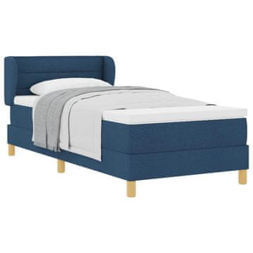 Vidaxl Postelja z vzmetnico z vzmetnico Modra 90 x 190 cm blago