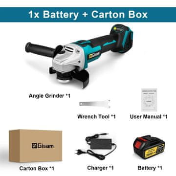 KJB Brezkrtačni akumulatorski kotni brusilnik 125 mm / 1 Baterija Set