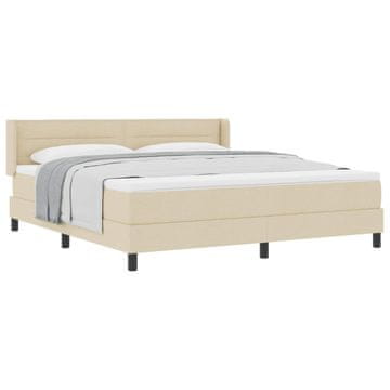 Vidaxl Postelja z vzmetnico z vzglavjem krema 200 x 180 cm blago