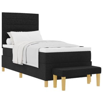 Vidaxl Postelja z vzmetnico z vzglavjem Črna 200 x 90 cm blago